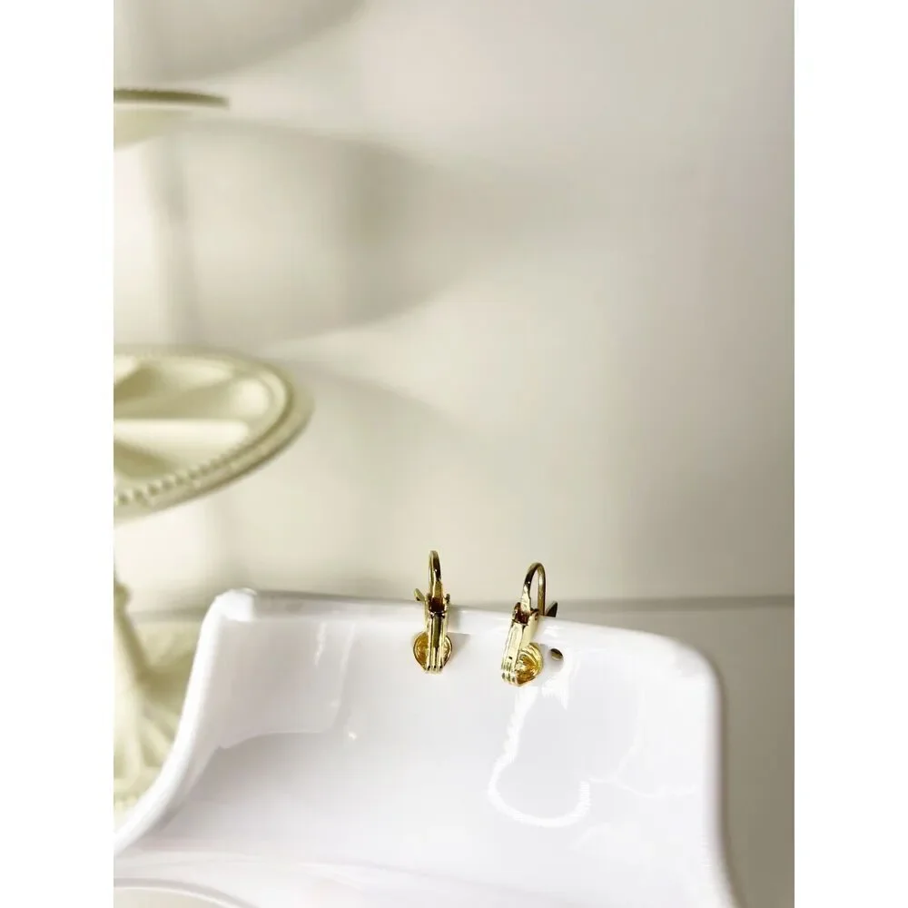 Vintage Avon Clip On Earrings gold tone pearl starburst flower 80s glam retro‎